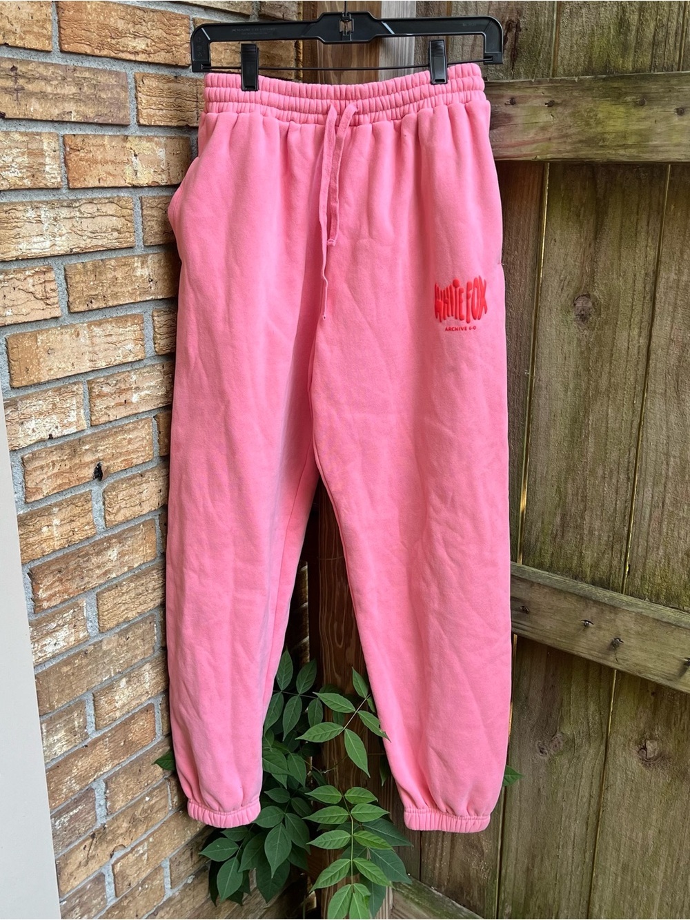 White Fox Pink Fleece Track Joggers
